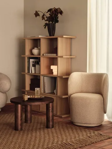 Post Couchtisch small Ø 65 cm - Dunkel gebeizte Maserknolle - Ferm Living