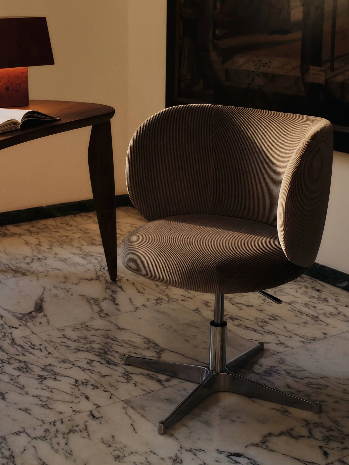 Rico dining chair auf Rädern Devoré Velvet, Flint Grey Ferm Living