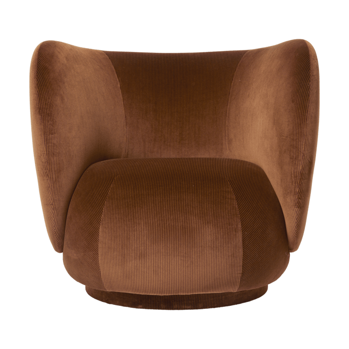 Rico lounge chair Sessel swivel - Devoré velvet-Rust - Ferm Living
