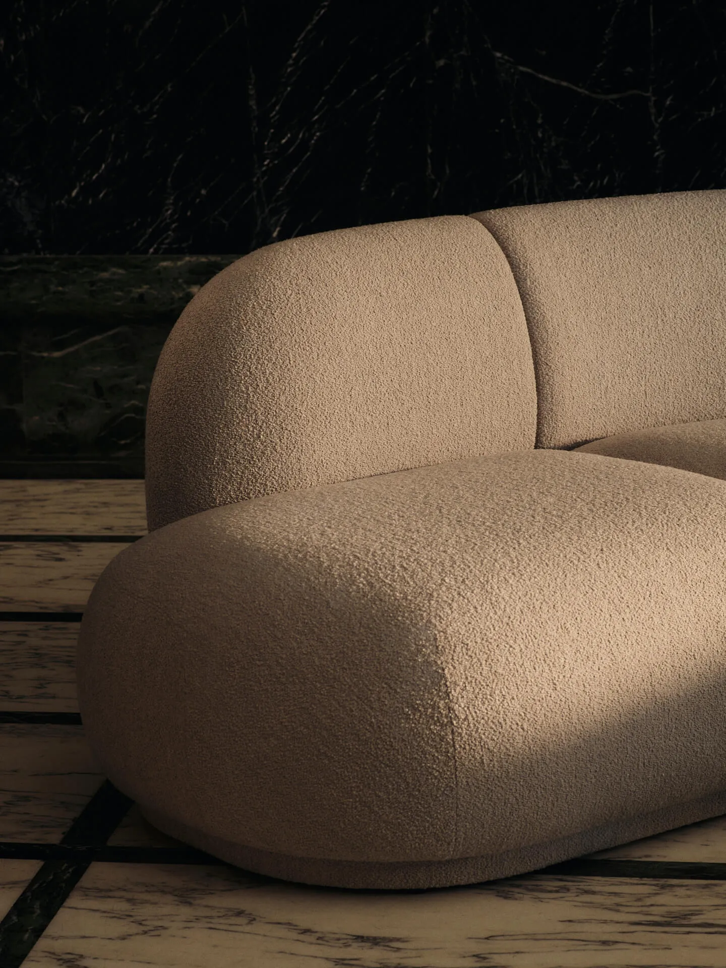 Rico open Sofa-Modul L, Soft bouclé-natural Ferm Living