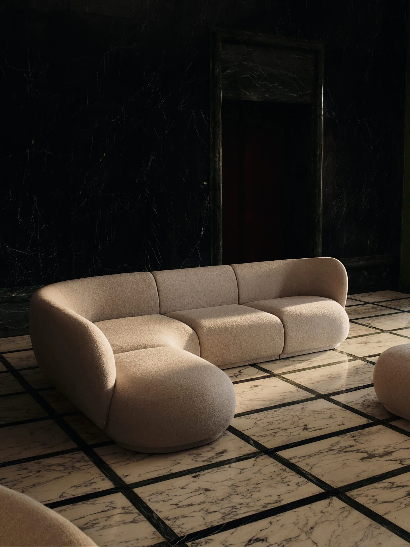 Rico open Sofa-Modul L, Soft bouclé-natural Ferm Living