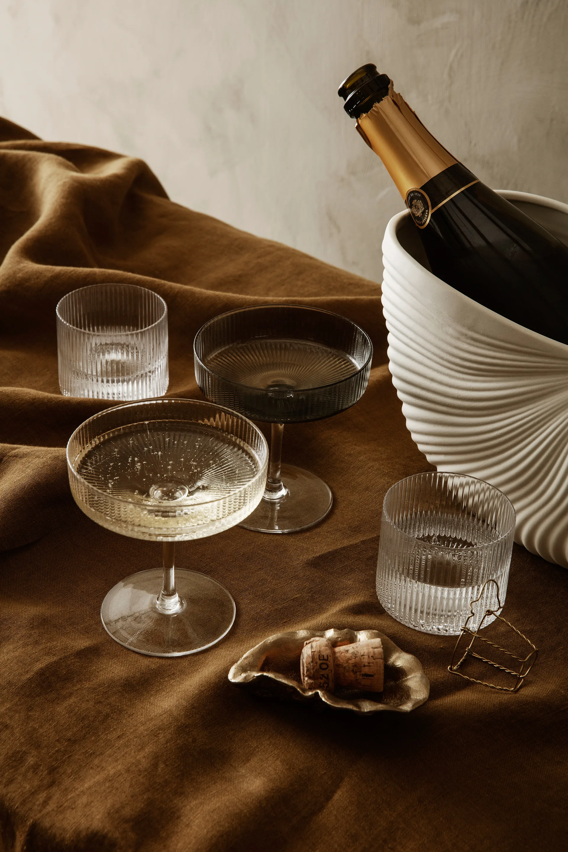 Ripple Champagnerglas 2er Pack, Klar Ferm Living
