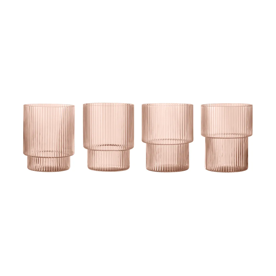 Ripple Glas 4er Pack, Blush Ferm Living