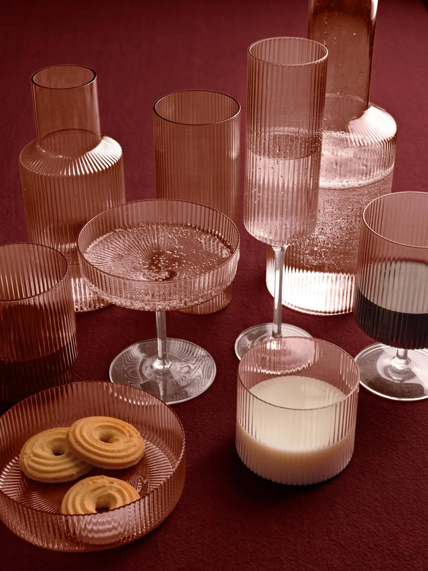 Ripple Glas 4er Pack, Blush Ferm Living