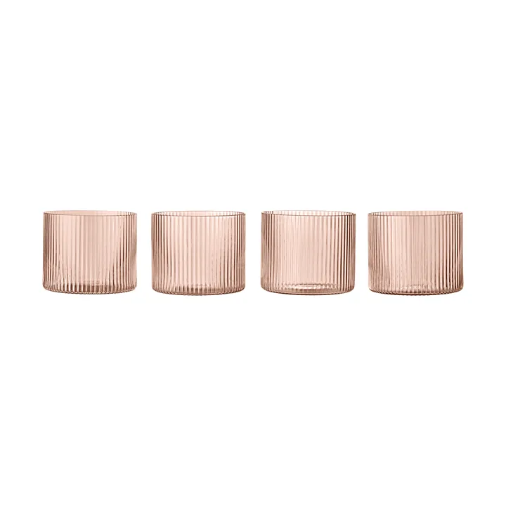 Ripple Glas niedrig 4er Pack - Blush - Ferm Living