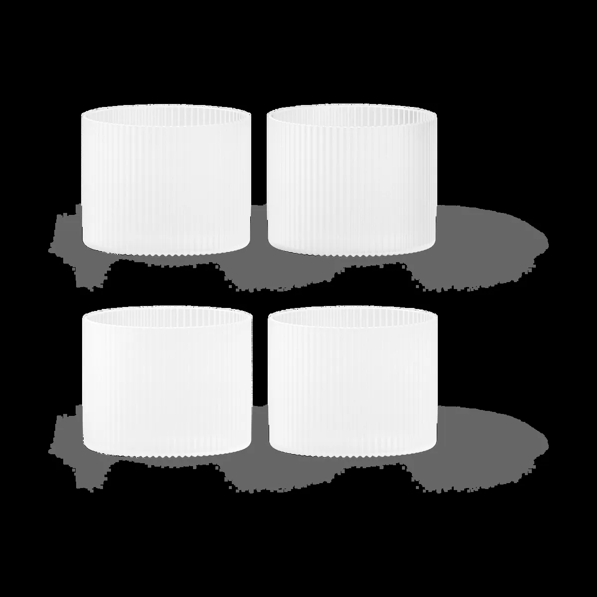 Ferm Living Ripple Glas niedrig 4er Pack Frosted