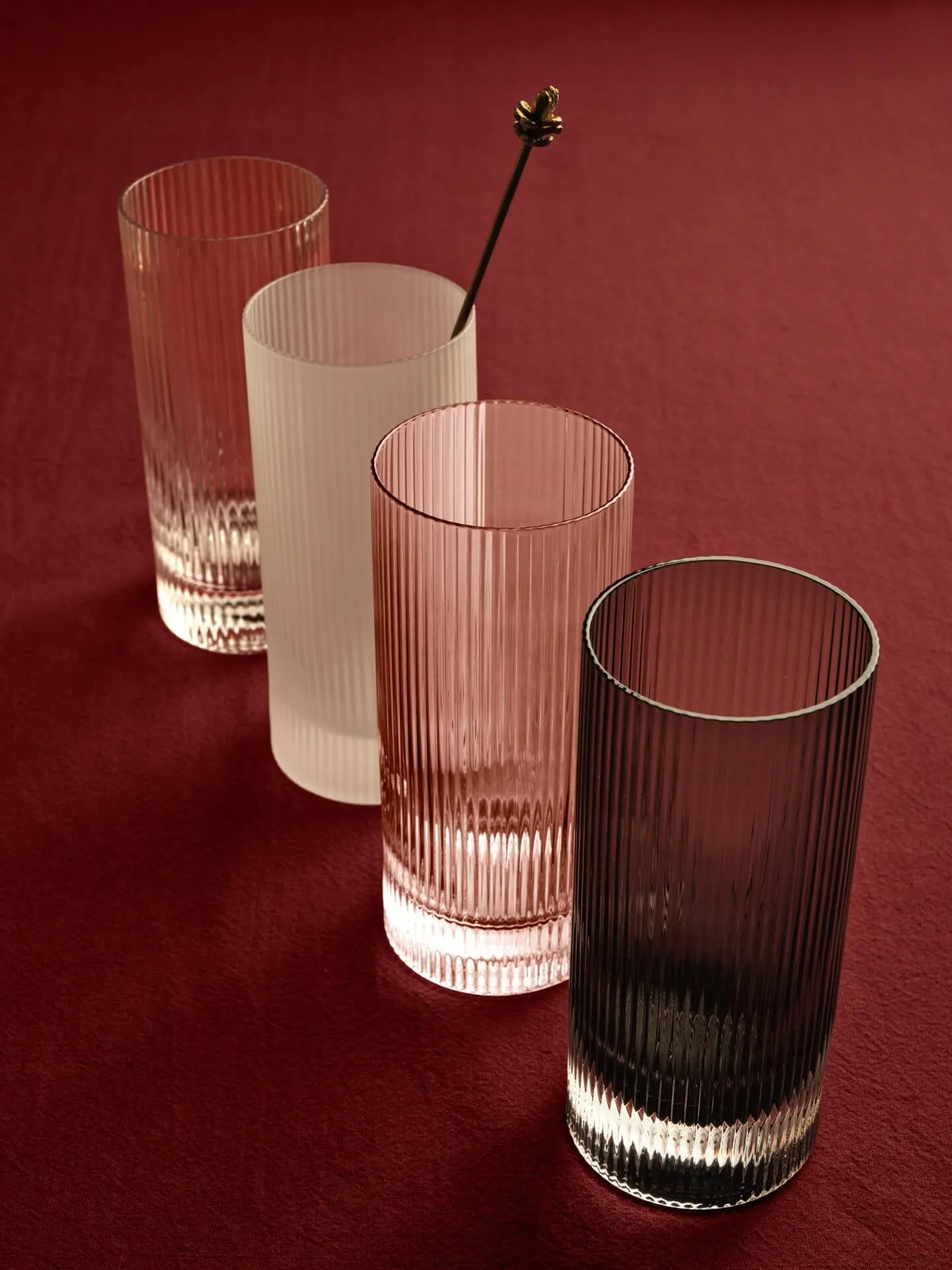 Ripple Highball-Gläser 48 cl 2-teilig, Smoked grey Ferm Living