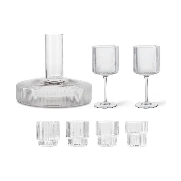 Ripple Karaffe und Glas 17 Teile - Klar - Ferm Living