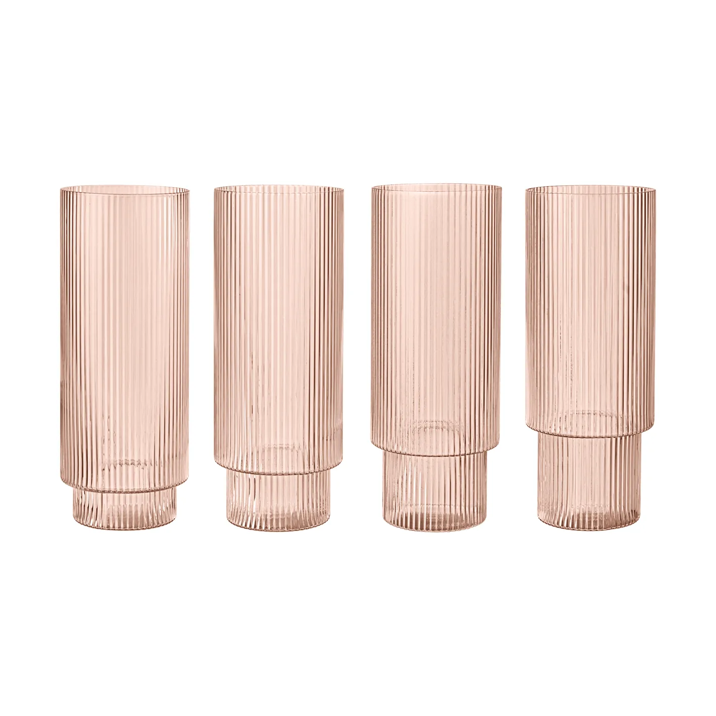 Ripple Longdrink-Glas 4er Pack, Blush Ferm Living