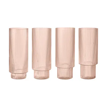 Ripple Longdrink-Glas 4er Pack - Blush - Ferm Living