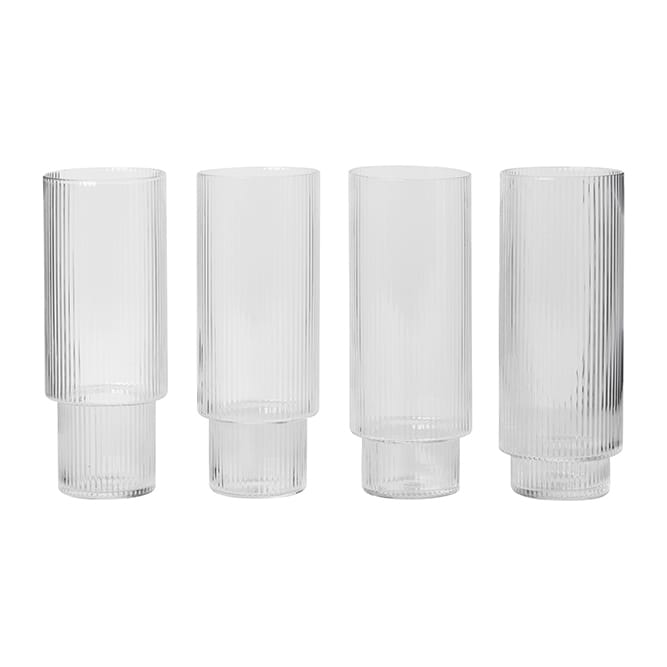 Ripple Longdrink-Glas 4er Pack - Klar - Ferm LIVING