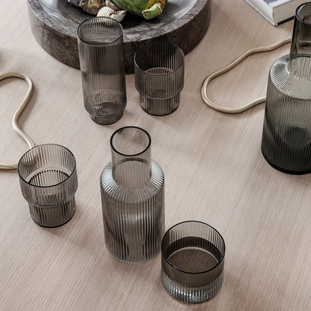 Ripple Longdrink-Glas 4er Pack, Smoked grey Ferm Living
