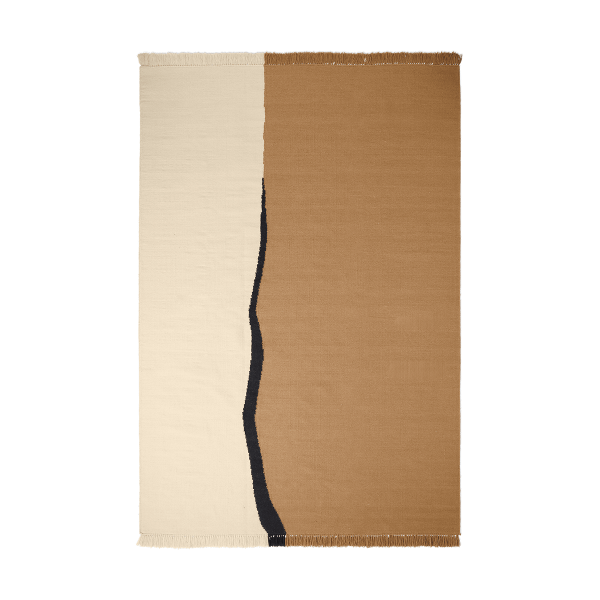 Ferm Living Soil Kelim Teppich Dark sand-off white, 200x300 cm