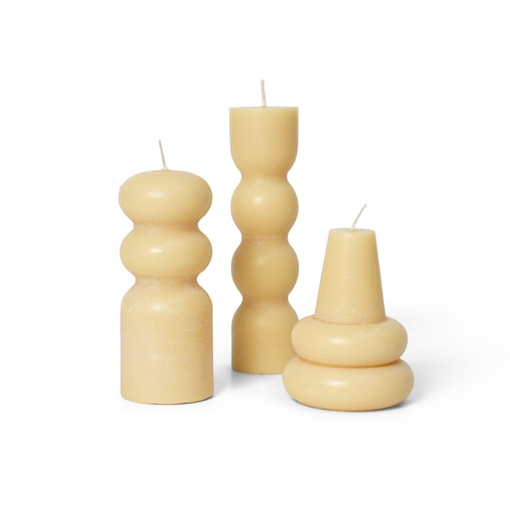 Torno Kerze 3er Pack Ø4cm - Pale Yellow - ferm LIVING