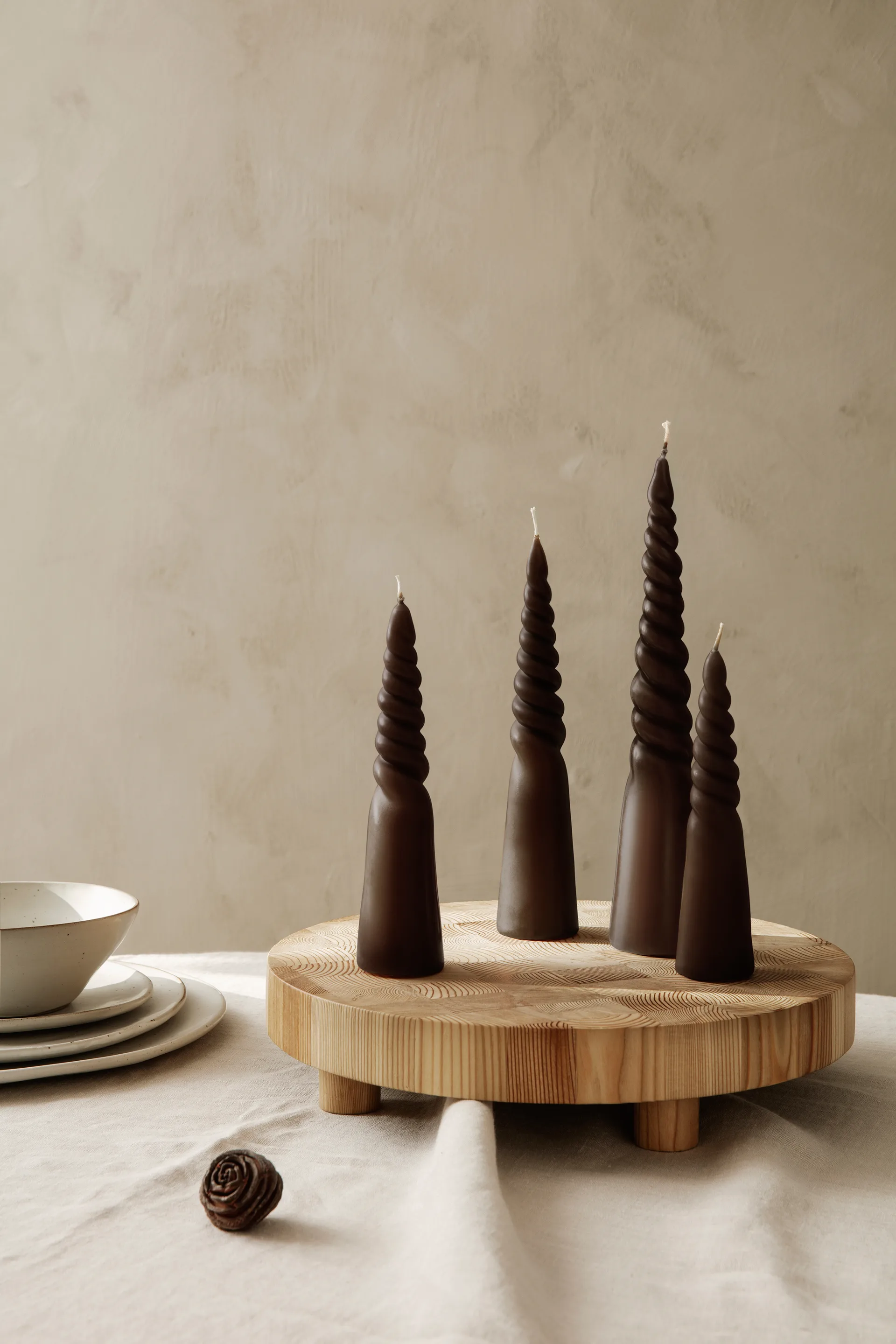 Twisted candles gedrehte Kerze 4er Pack, Brown Ferm Living