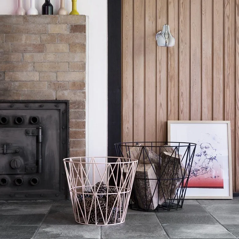 Wire Basket Korb rosa, Groß 60 x 45cm Ferm Living