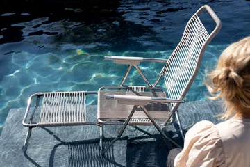 Spaghetti Sonnenliege mit Fußstütze - Grau - Fiam