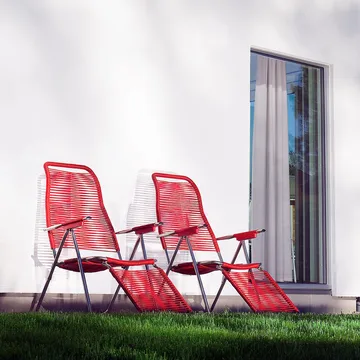 Spaghetti Sonnenliege mit Fußstütze - Rot - Fiam