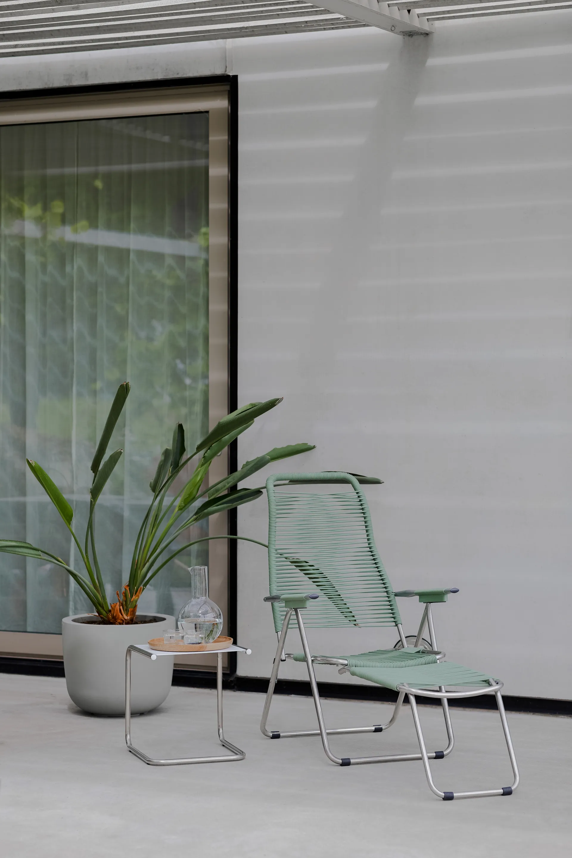 Spaghetti Sonnenliege mit Fußstütze, Sage green Fiam