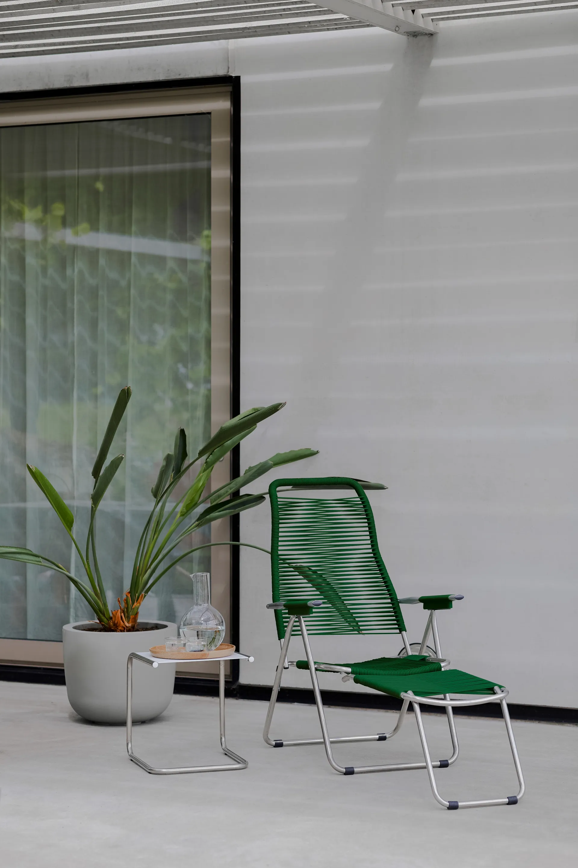 Spaghetti Sonnenstuhl mit Fußstütze, Grün Fiam