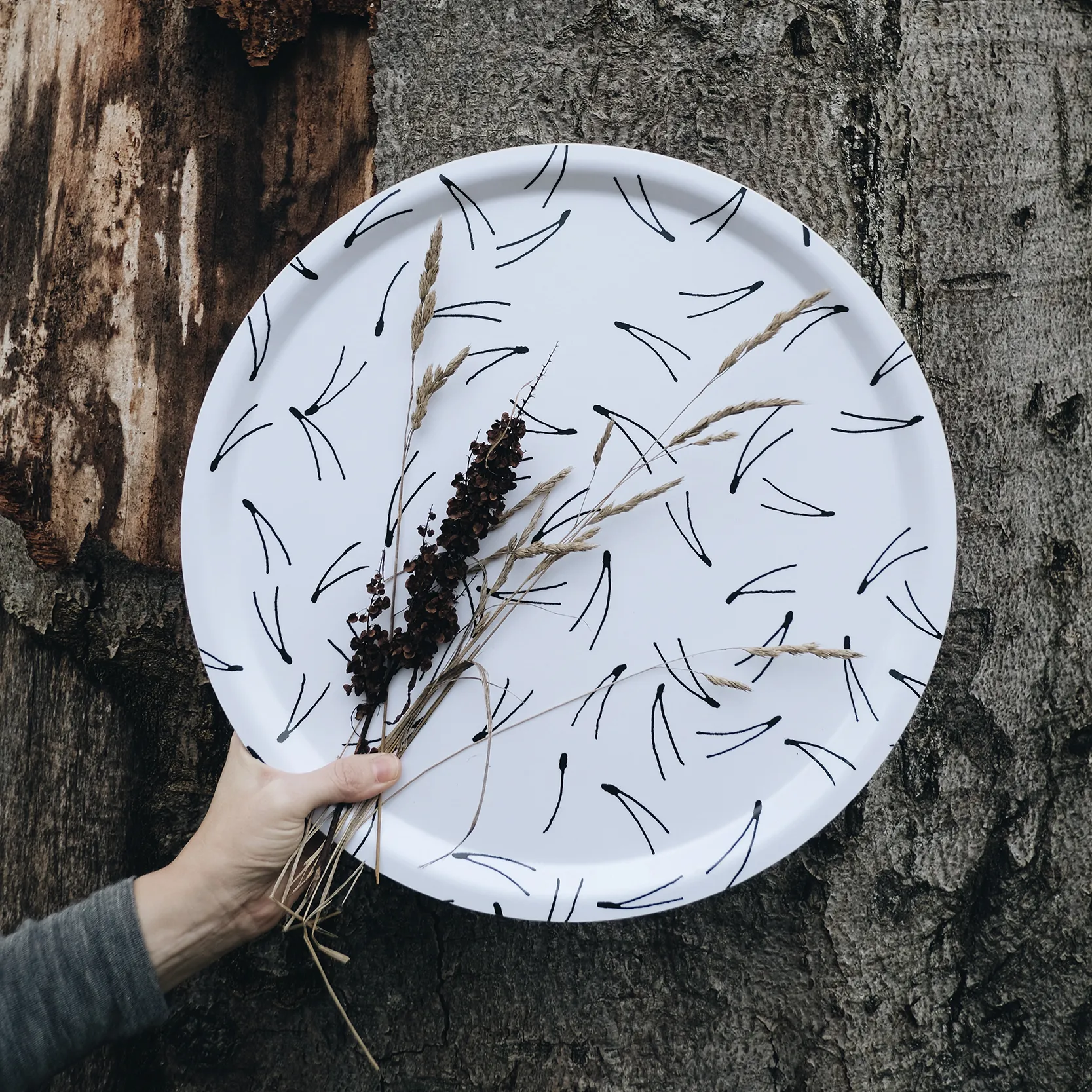 Barr Tablett Ø38cm, Schwarz-weiß Fine Little Day