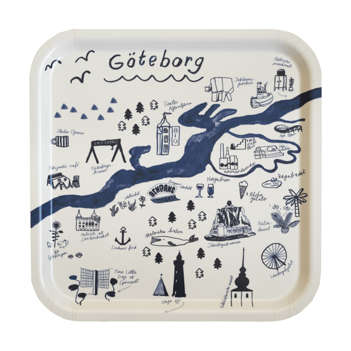 Gothenburg Tablett 32 x 32cm - White-Blue - Fine Little Day