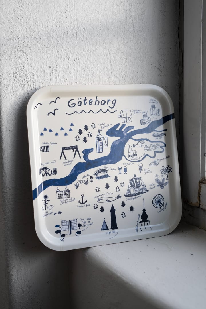 Gothenburg Tablett 32 x 32cm - White-Blue - Fine Little Day