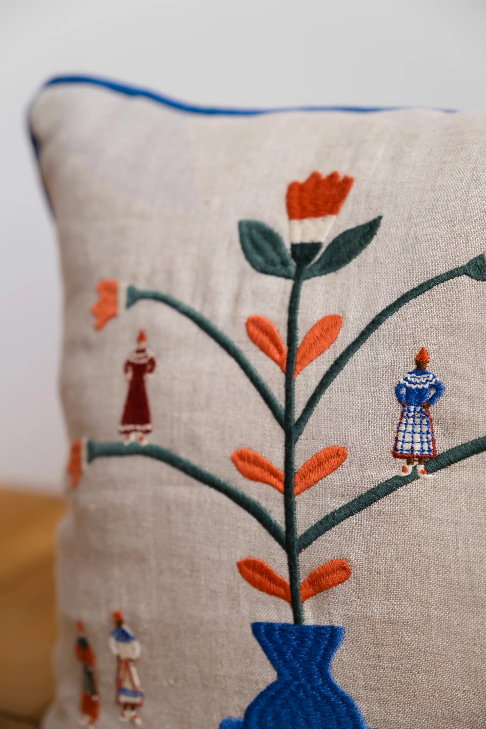 Högtid Kissenbezug 38x38cm, Natur-blau Fine Little Day