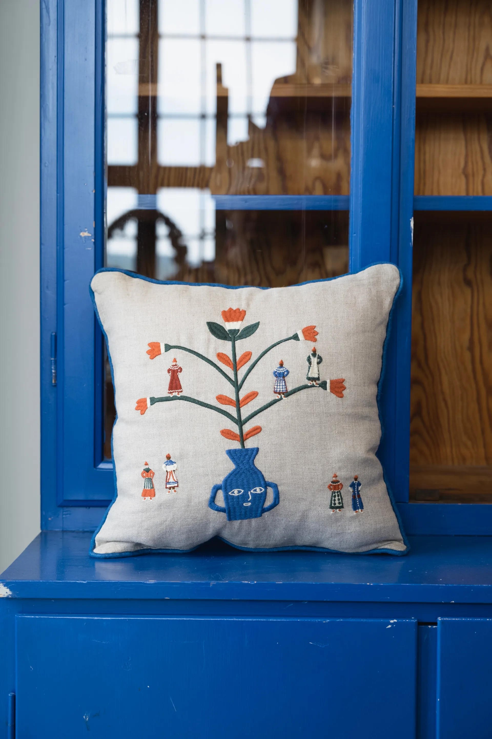 Högtid Kissenbezug 38x38cm, Natur-blau Fine Little Day