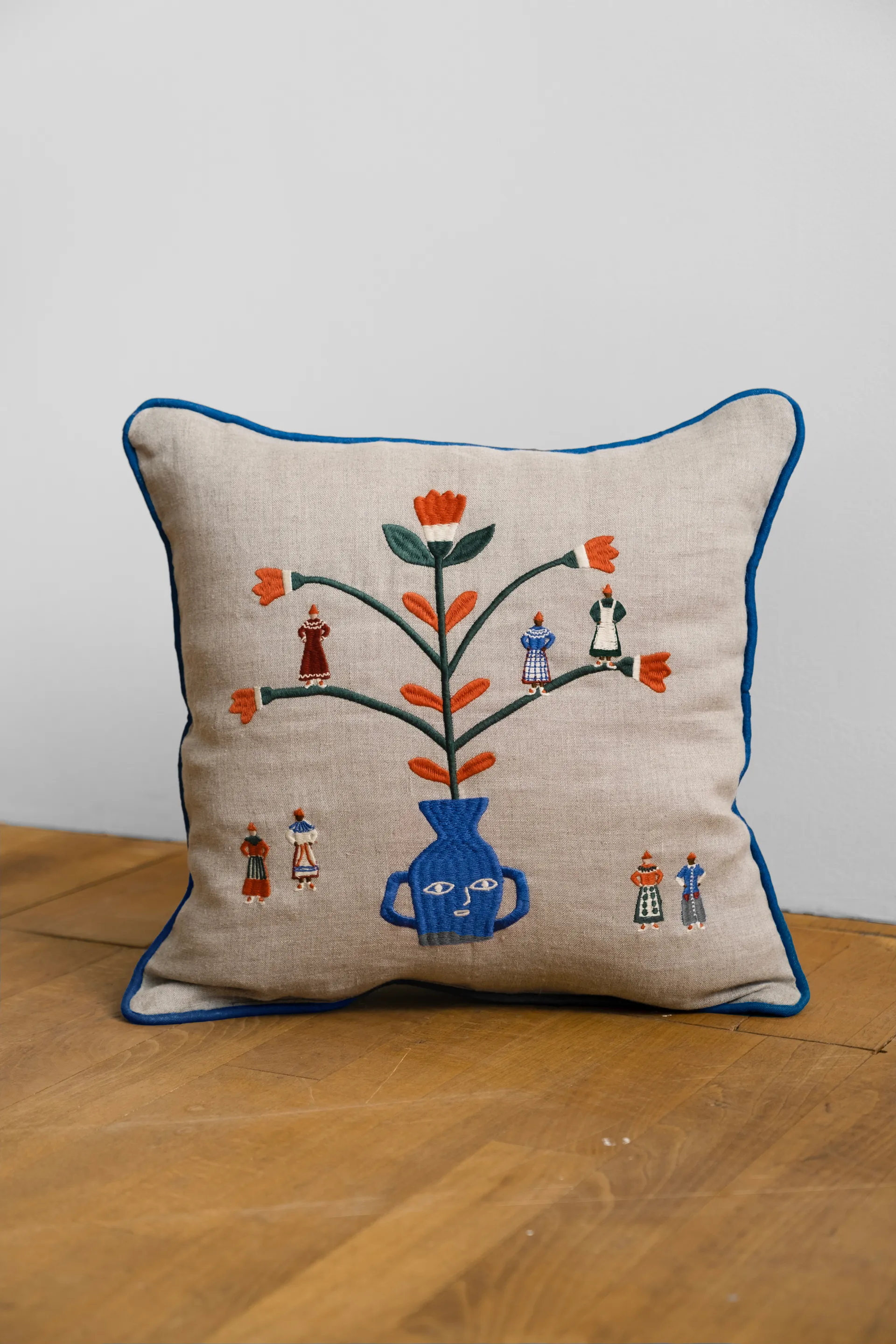 Högtid Kissenbezug 38x38cm, Natur-blau Fine Little Day