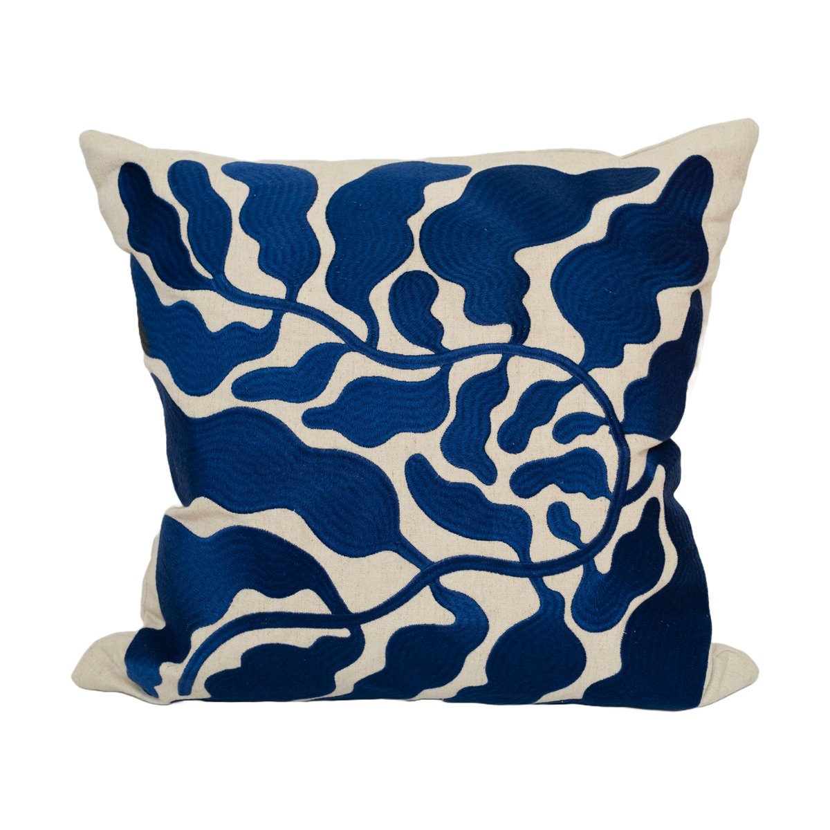 Fine Little Day Leaves Kissenbezug bestickt 48x48 cm. Blue