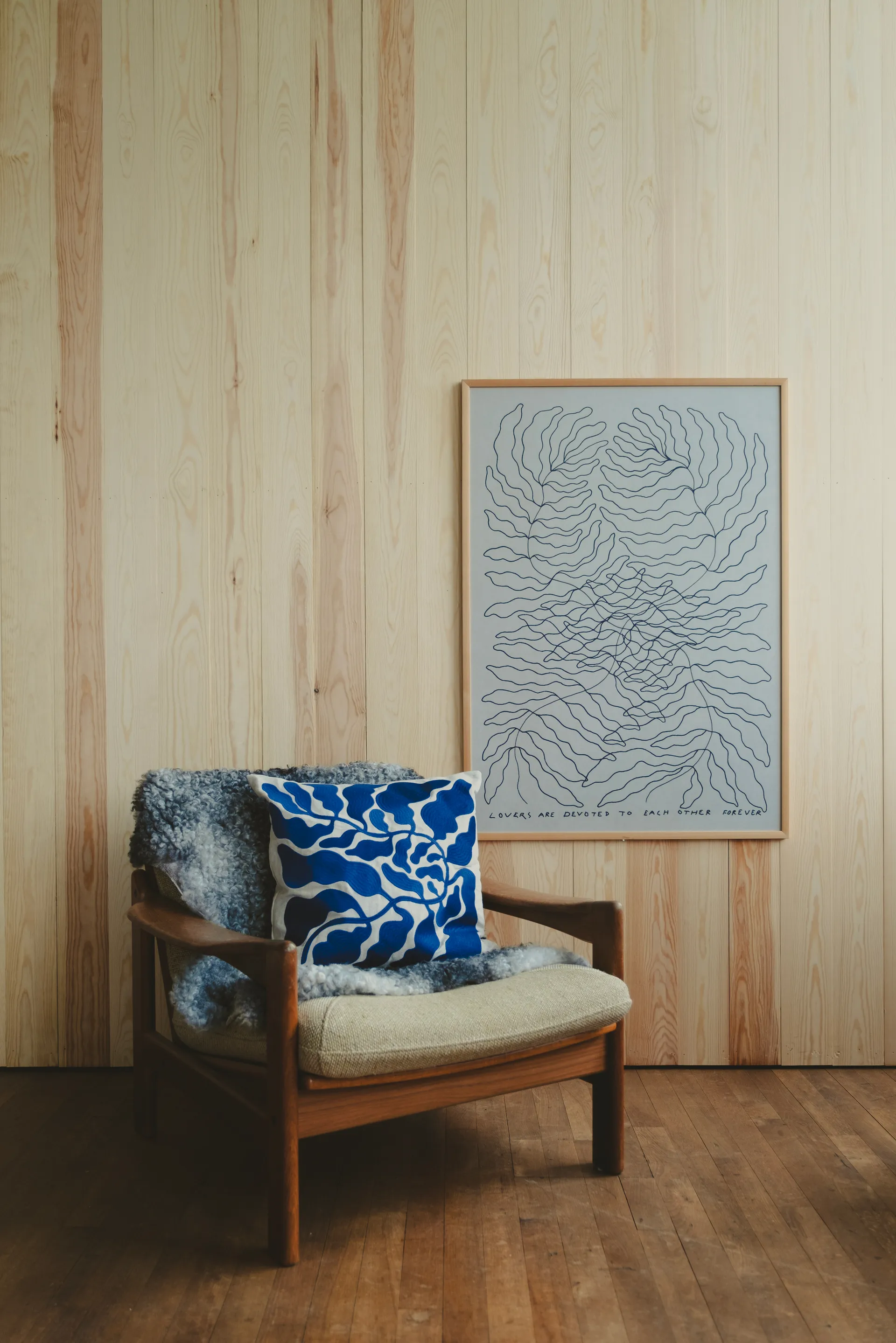 Leaves Kissenbezug bestickt 48x48 cm, Blue Fine Little Day