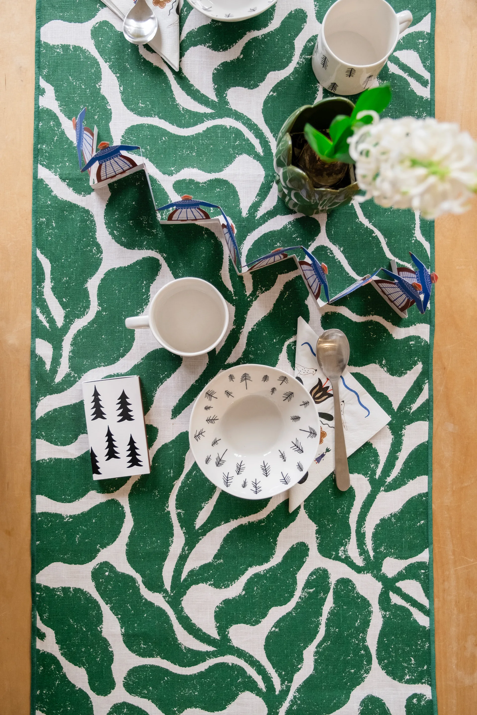 Leaves Läufer, Green, 45 x 180cm Fine Little Day