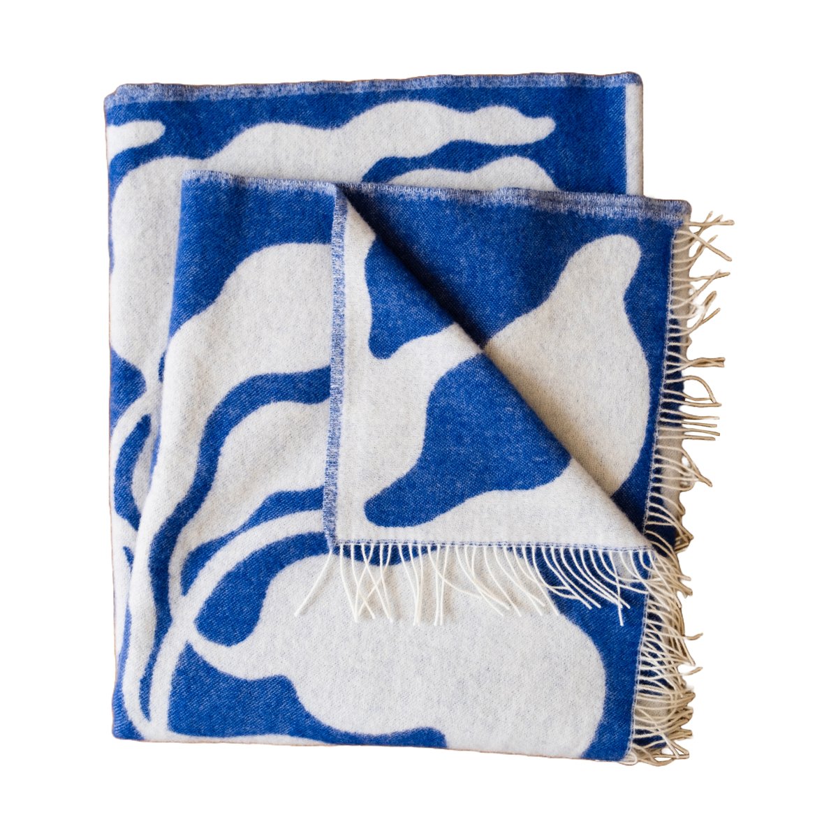 Fine Little Day Leaves Plaid 130x220 cm Blue-white