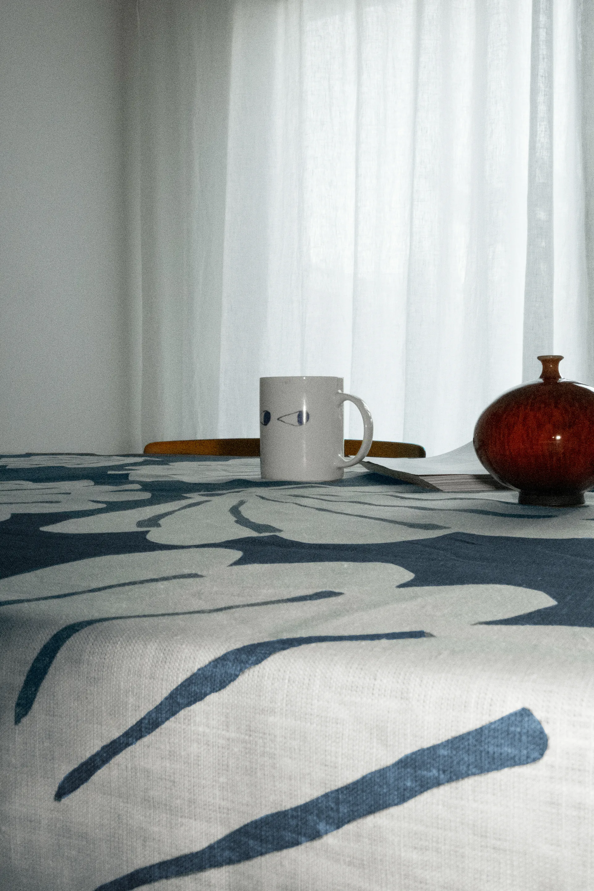 Muschel Tischtuch Leinen 149 x 250cm, Blau Fine Little Day