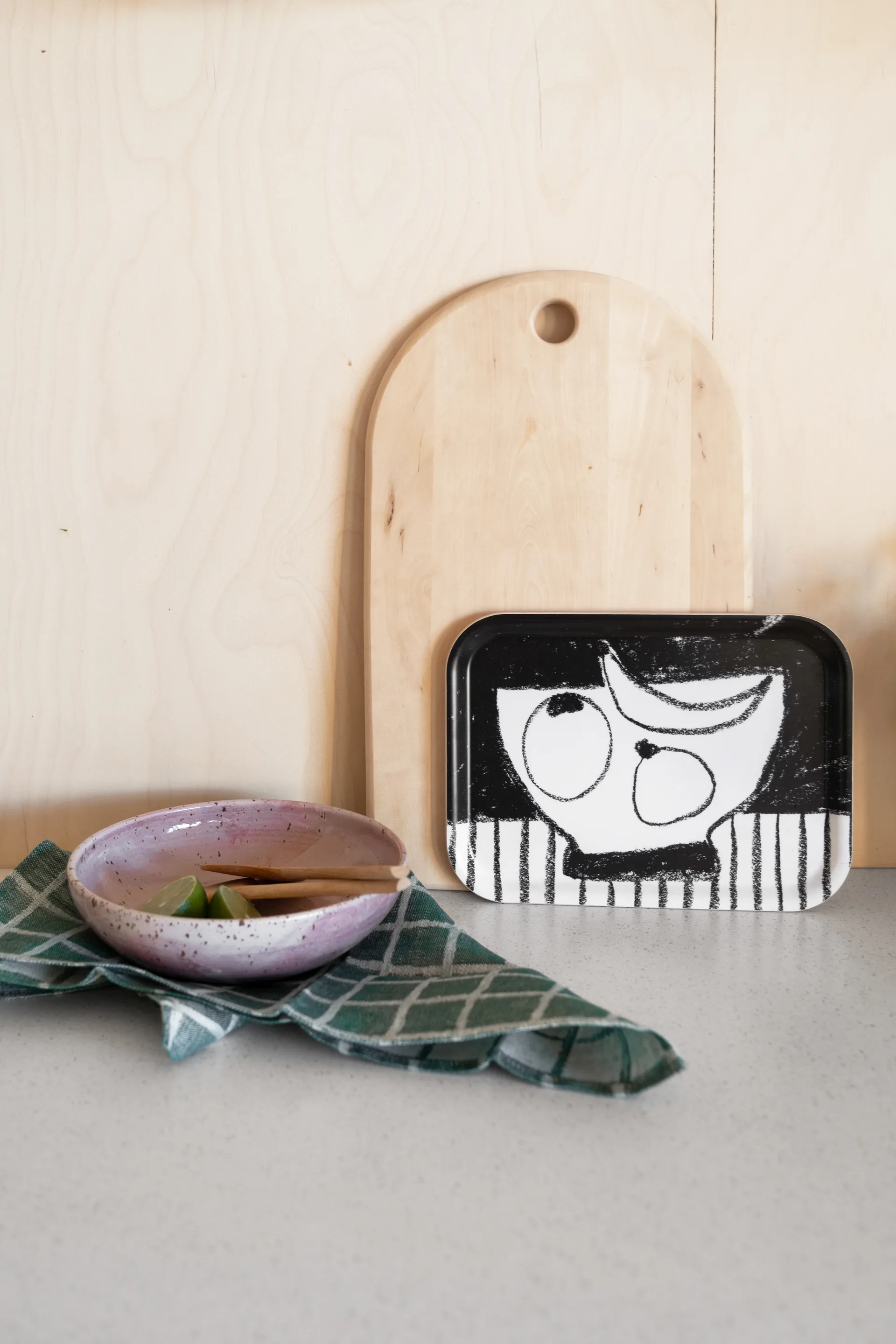 Stilleben Tablett 20 x 27cm, Schwarz-weiß Fine Little Day