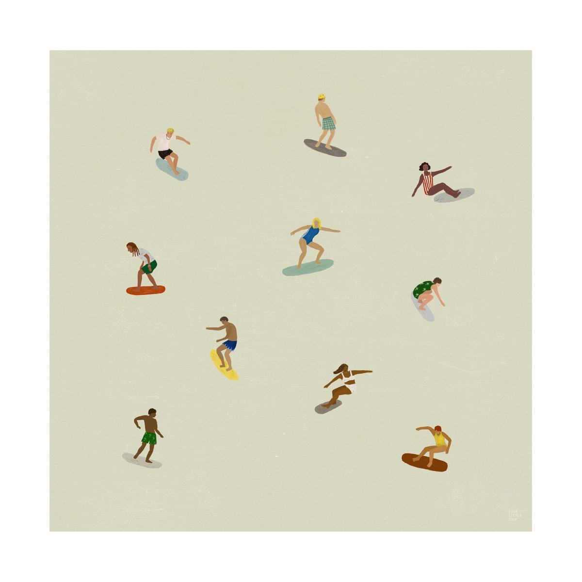 Fine Little Day Surfers Poster Beige, 40x40 cm