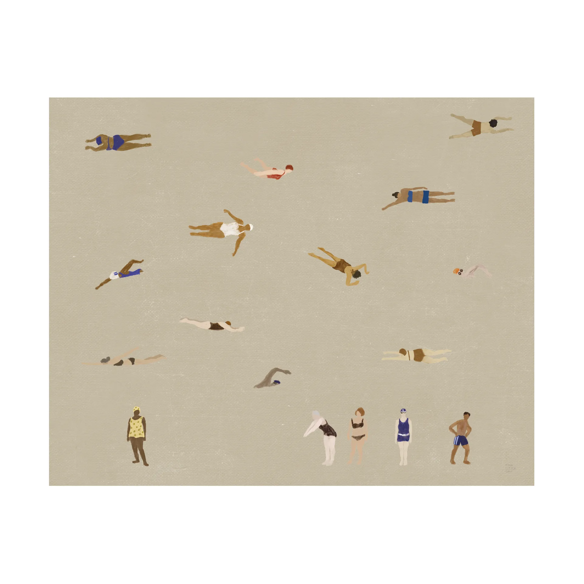 Swimmers Poster, Beige, 40x50 cm Fine Little Day