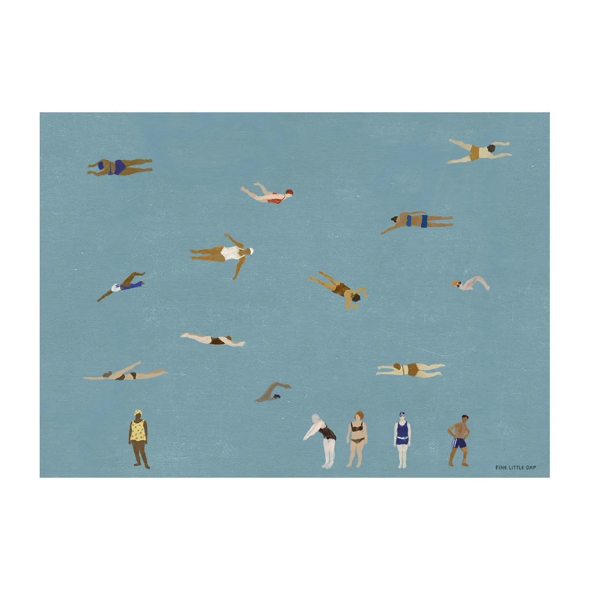 Fine Little Day Swimmers Poster Blue, 50 x 70cm