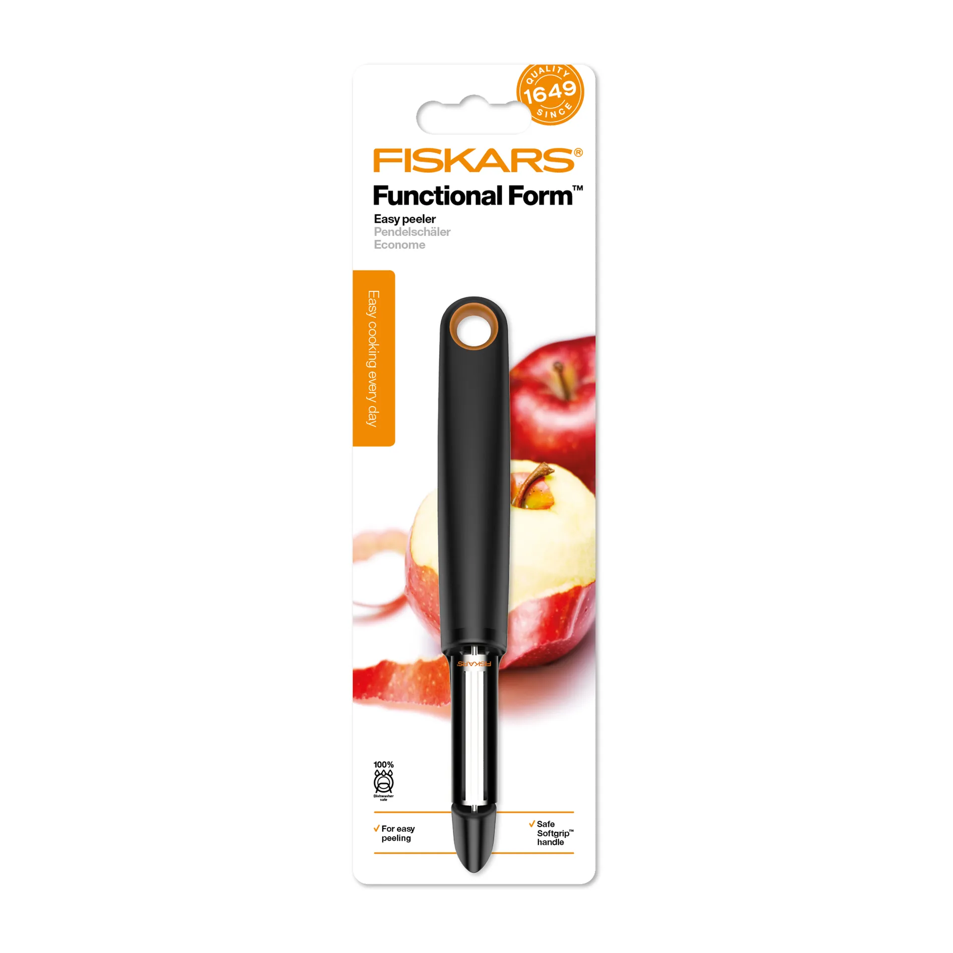 Functional Form Kartoffelschäler bewegliche Schneide, Schwarz Fiskars