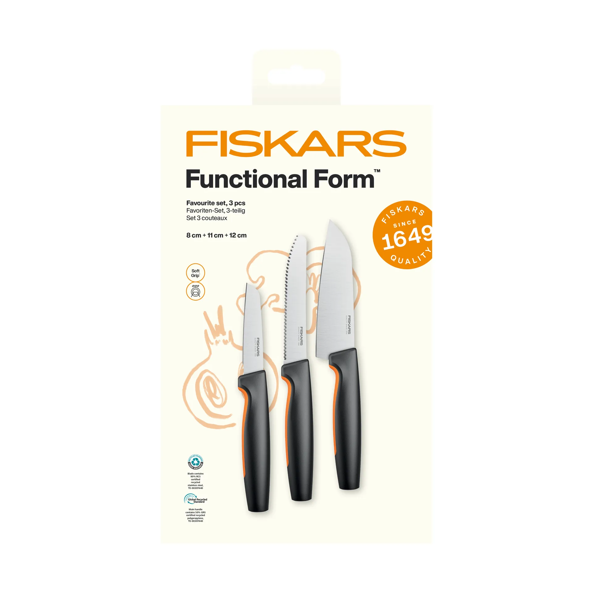 Functional Form Lieblingsmesserset, Edelstahl, 3-teilig Fiskars