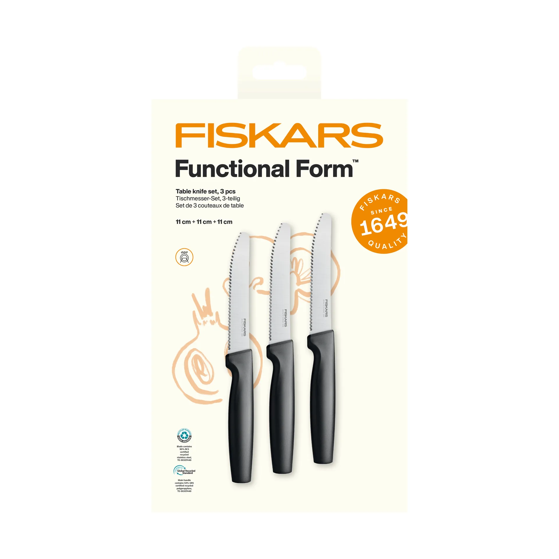 Functional Form Tischmesser, Edelstahl, 3er-Pack Fiskars