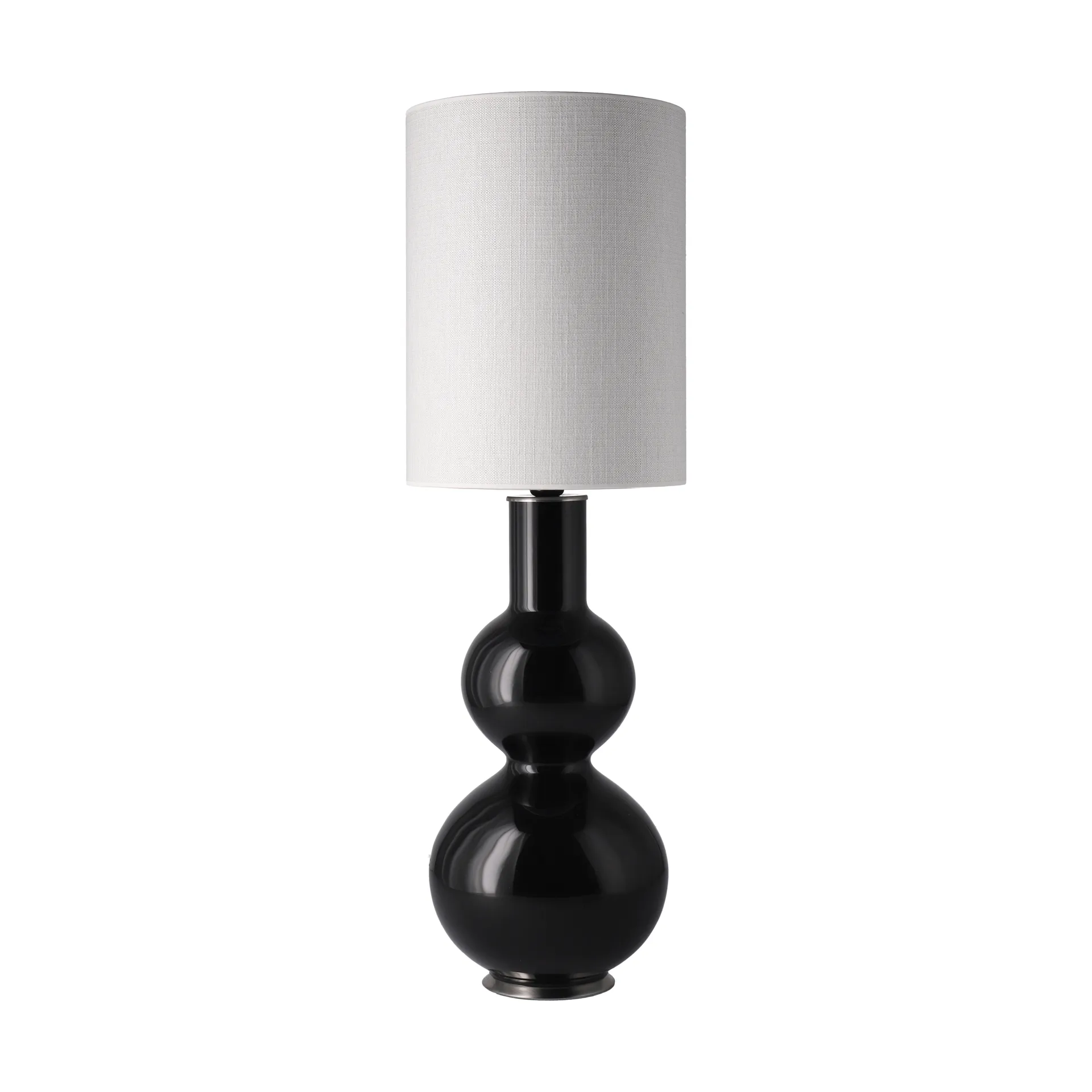 Augusta Tischleuchte schwarzer Lampenfuß, Babel Beige L Flavia Lamps