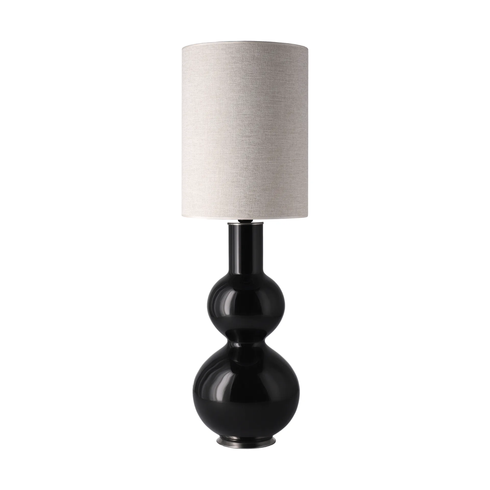 Augusta Tischleuchte schwarzer Lampenfuß, London Beige L Flavia Lamps