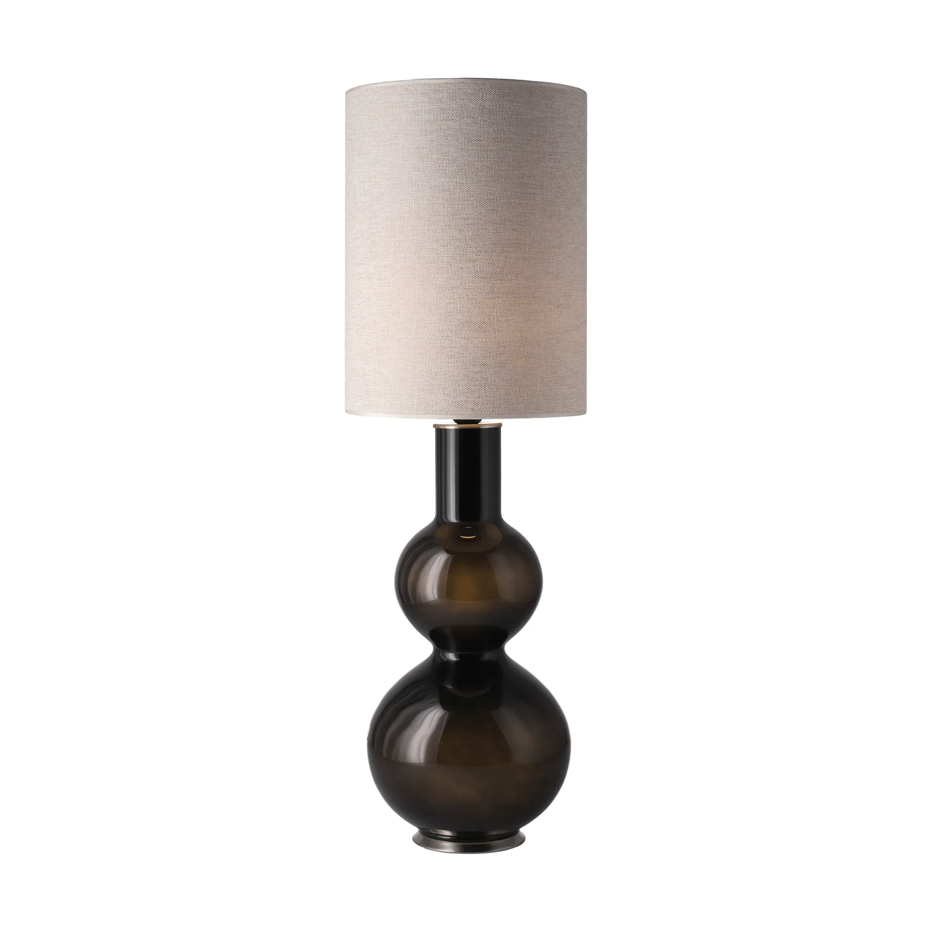 Augusta Tischleuchte schwarzer Lampenfuß, London Beige L Flavia Lamps