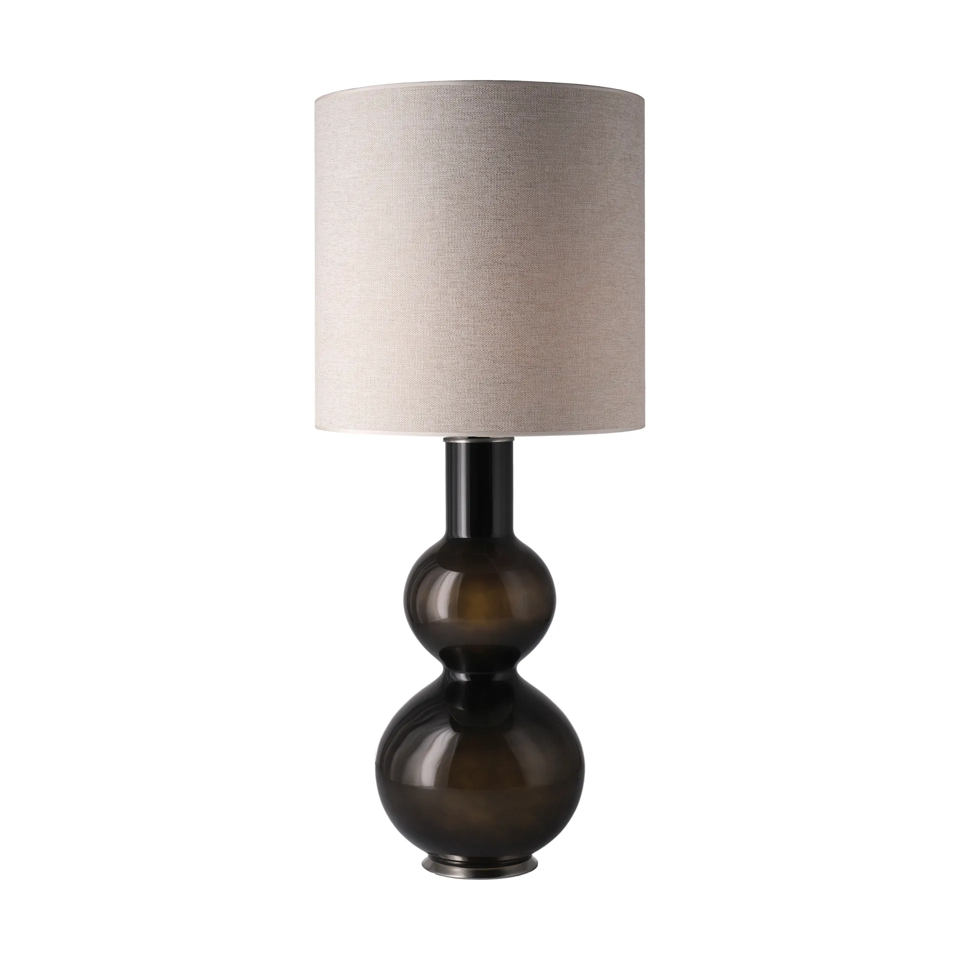 Augusta Tischleuchte schwarzer Lampenfuß, London Beige M Flavia Lamps