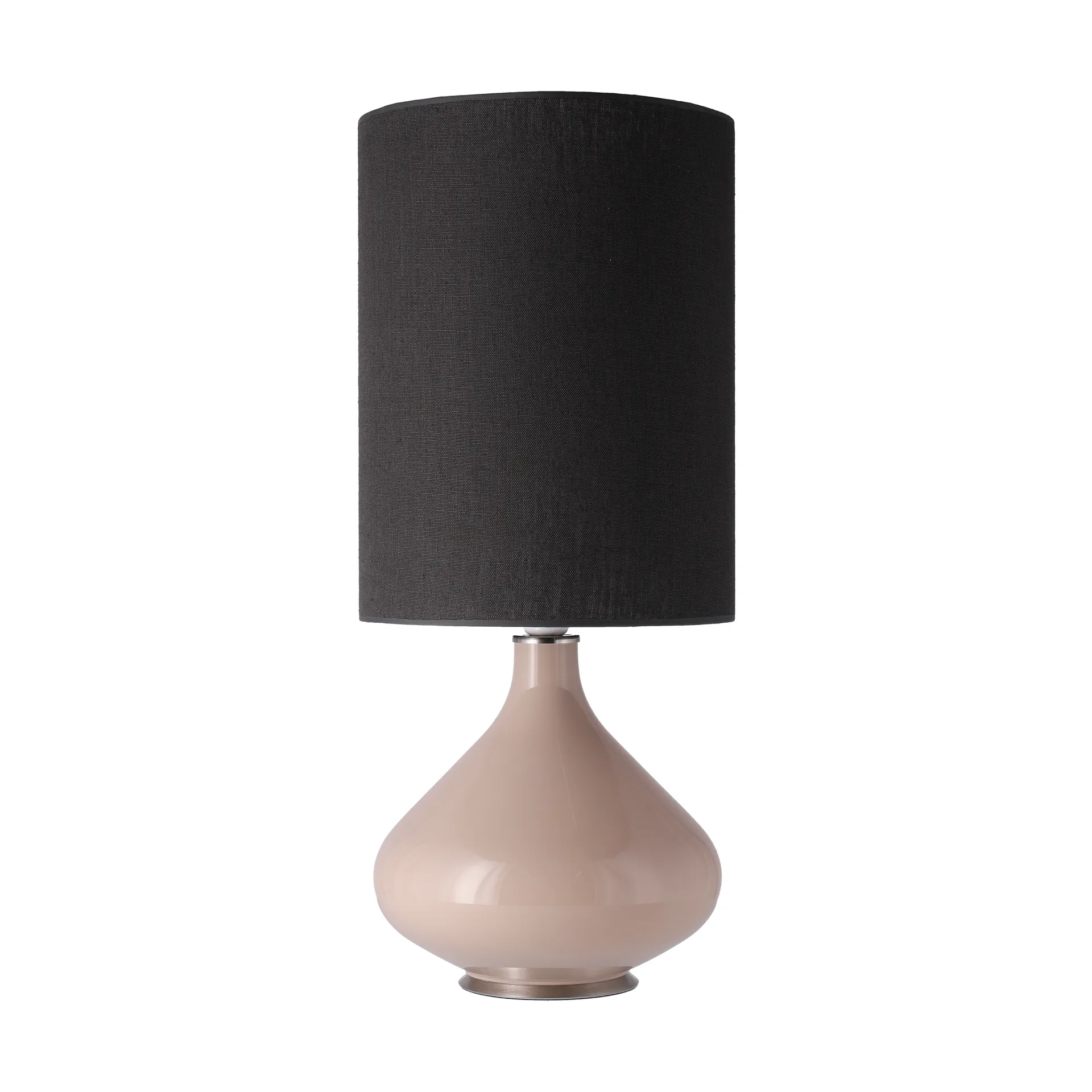 Flavia Tischleuchte beiger Lampenfuß, Lino Negro L Flavia Lamps