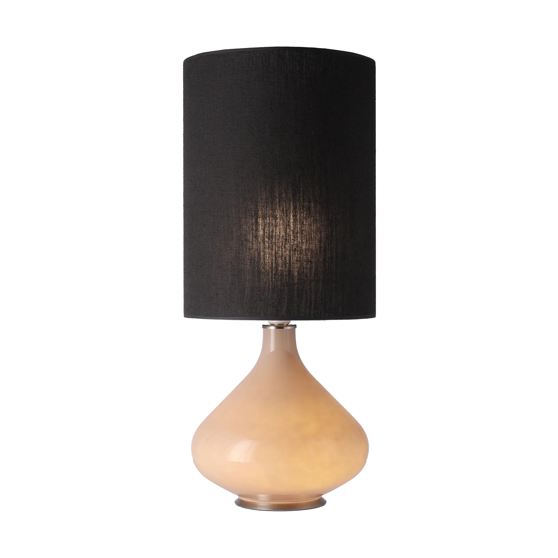 Flavia Tischleuchte beiger Lampenfuß, Lino Negro L Flavia Lamps