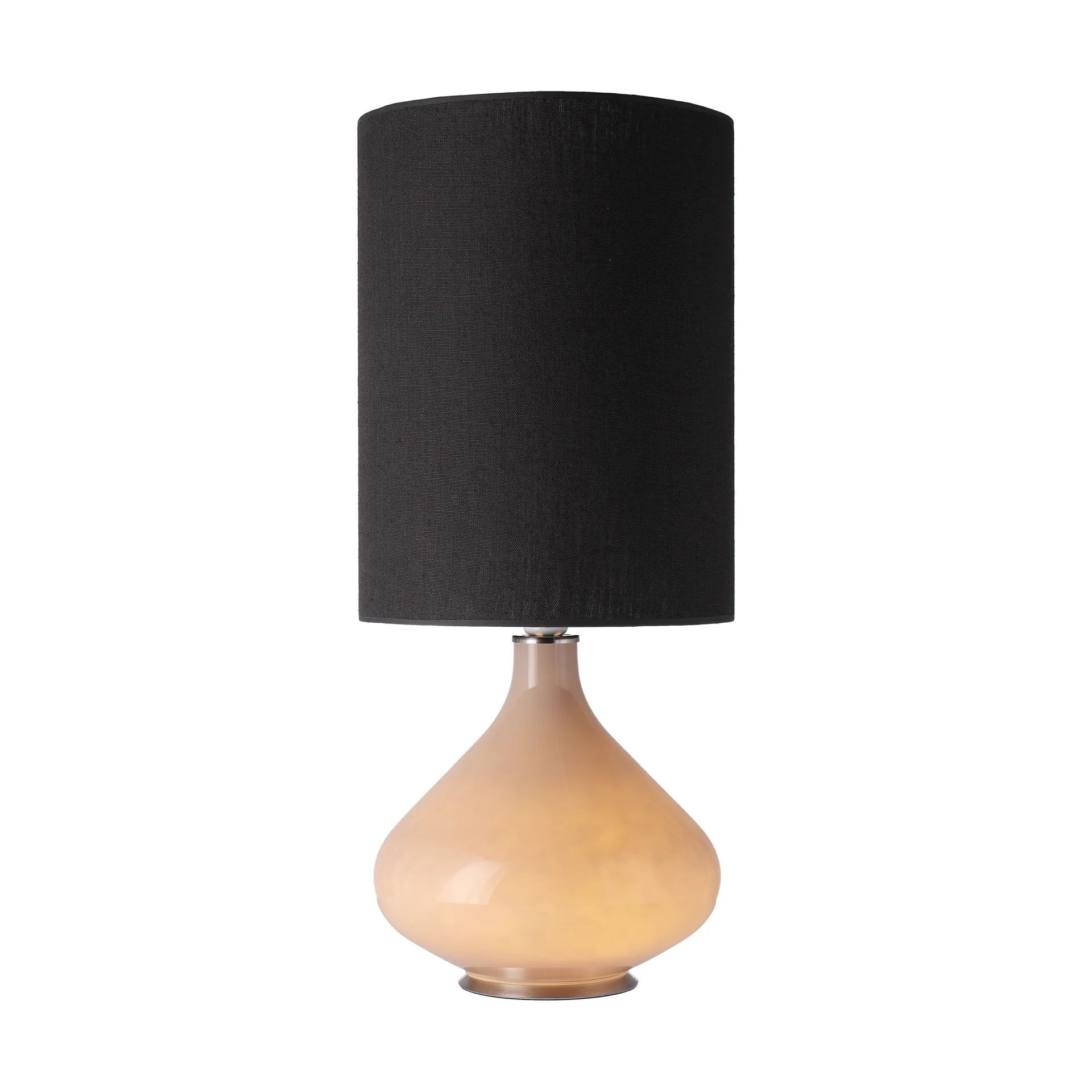 Flavia Tischleuchte beiger Lampenfuß, Lino Negro L Flavia Lamps