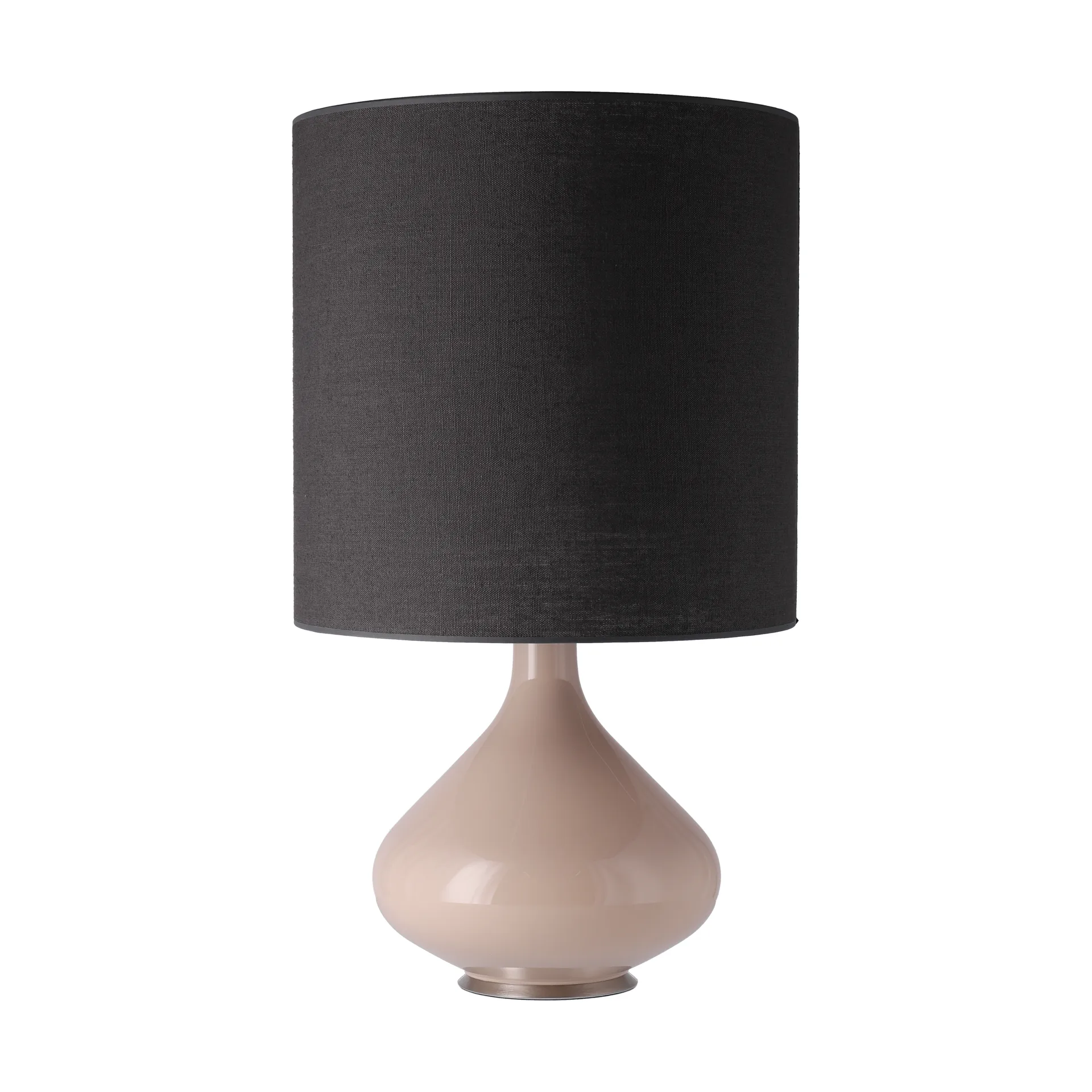Flavia Tischleuchte beiger Lampenfuß, Lino Negro M Flavia Lamps